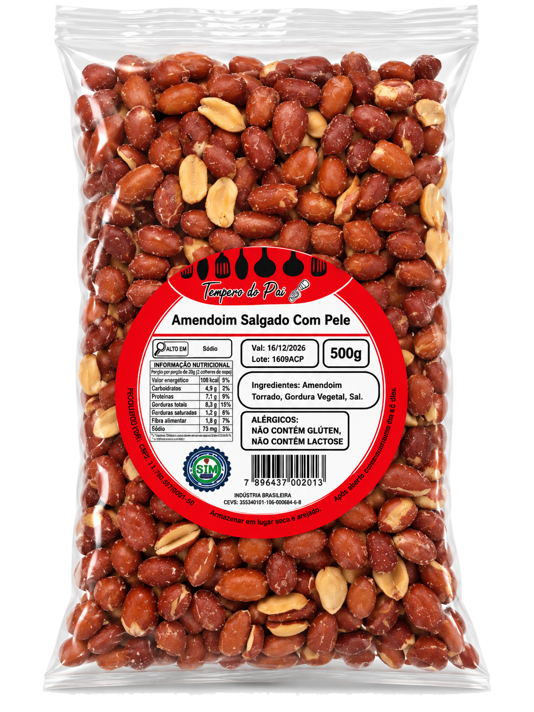 AMENDOIM COM PELE 500G