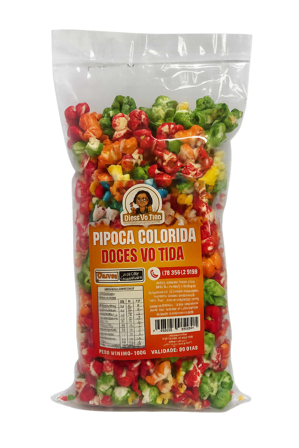 Pipoca Doce Colorida 100g